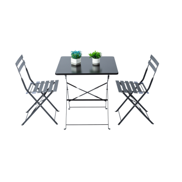 Outdoor-Set Gestreckter quadratischer Tisch und Lattenstühle